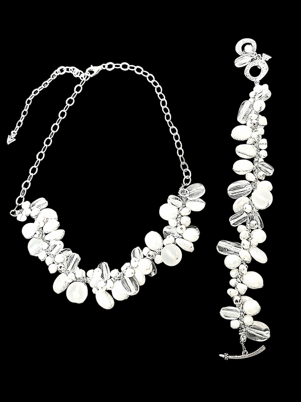 Silpada Effervescence Retired Pearl Quartz Necklace Bracelet SET Sterling 925